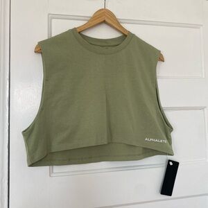 Alphalete sage green cotton cropped tank new!